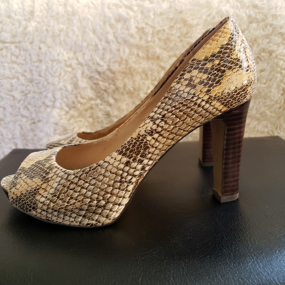 FRANCO SARTO Snake skin shoes size 6.5 block heel